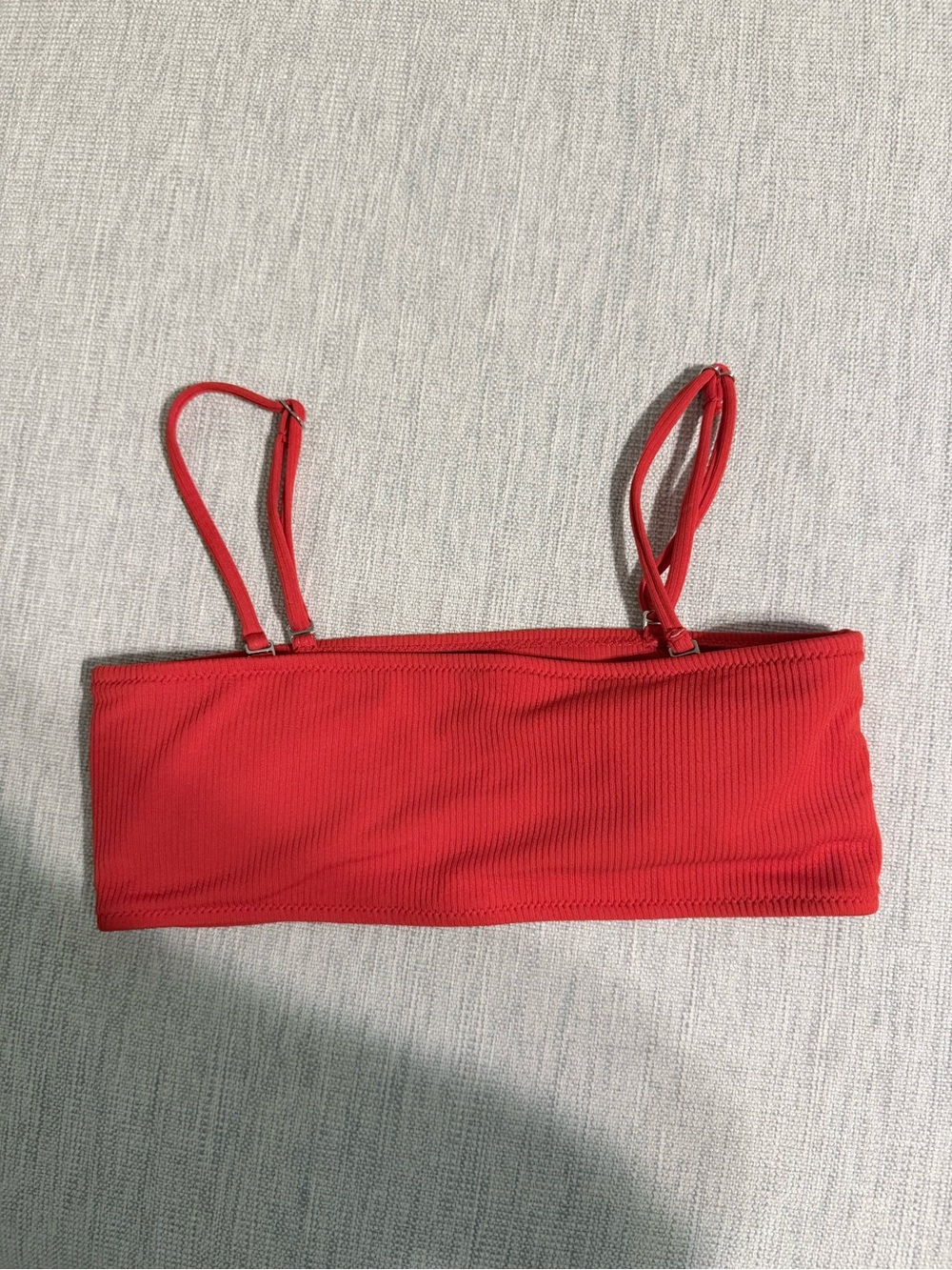 Red Ribbed Strapless Bralette with Detachable Straps